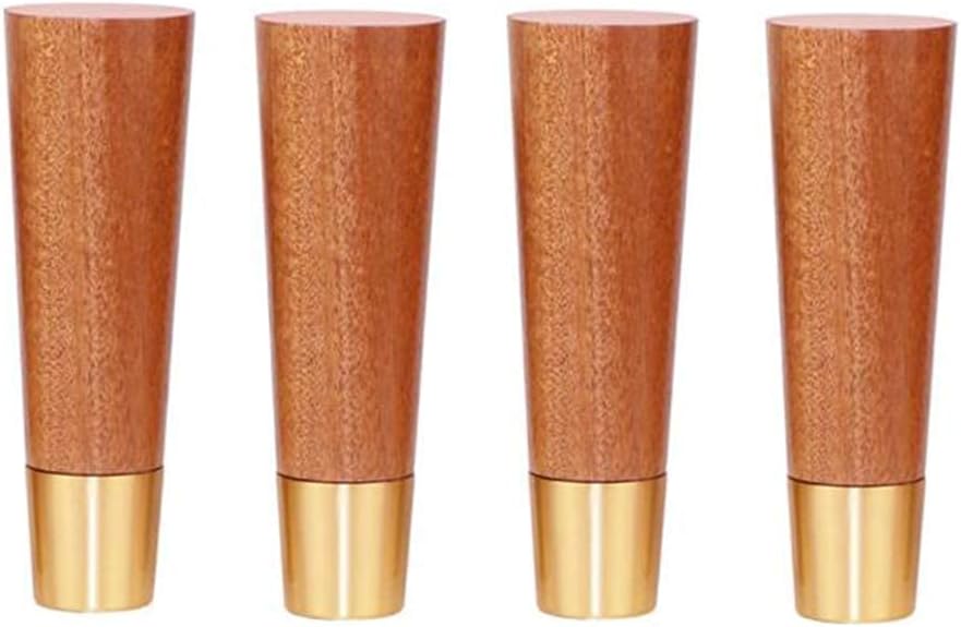 Solid Furniture Legs,Solid Wood Furniture Legs, DIY Brass Sofa Feet Increased Thick Non-Slip Feet, Straight Tapered Coffee Table Foot Bed Accessories