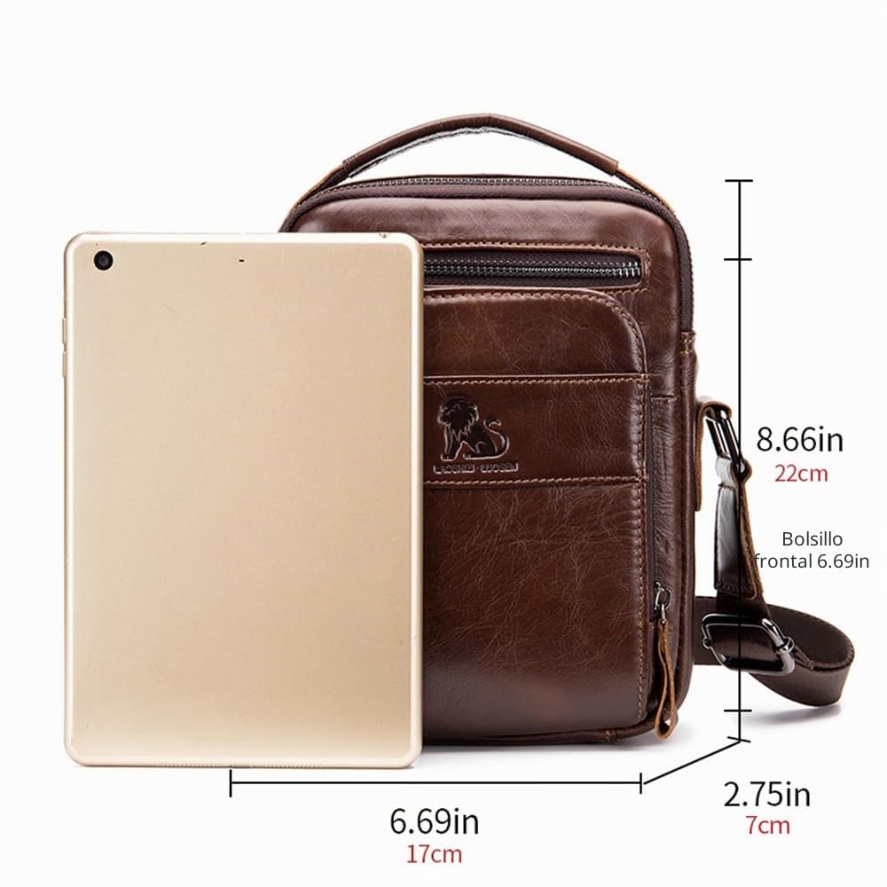 pundarika Bolso de hombro de piel auténtica para hombre, bolsas de hombre pequeñas para hombre, bolso cruzado, bolsa de mensajero, correa de hombro ajustable