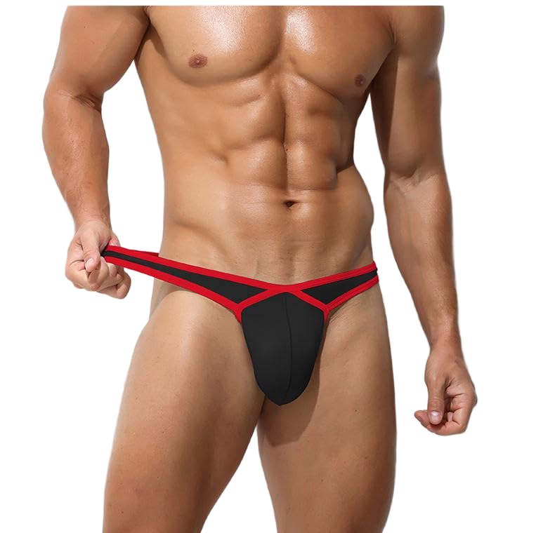 KAREN SPACE Mens Pouch Thong Sexy And Fashion Underwear, Ice Silk T-Back Thongs Athletic Supporter