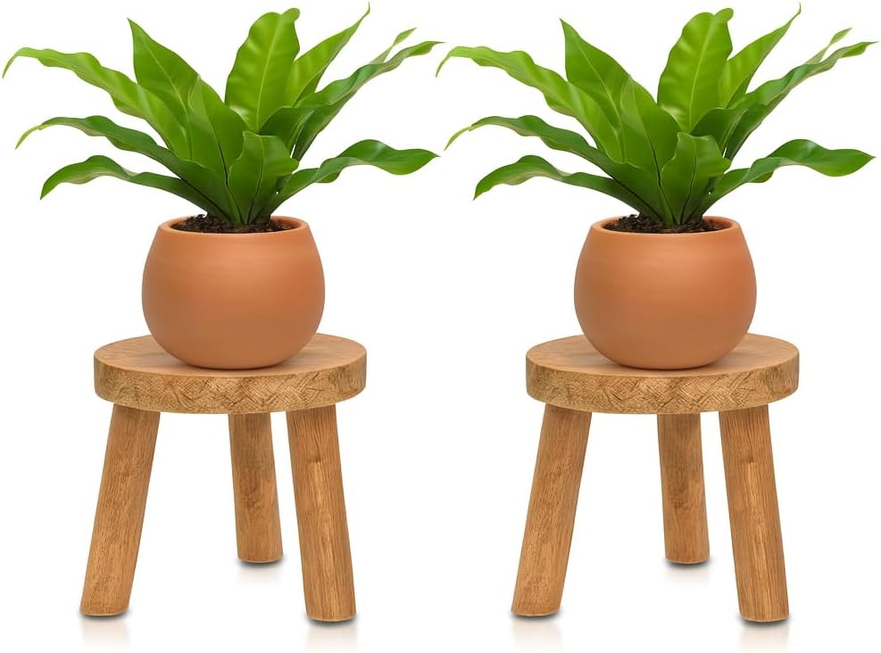 Vintageware® Multipurpose 3 Leg Wooden Planter Stand for Indoor and Outdoor || Wooden Planter Stool || Flower Pot Stand || Vase Stand || Pack of 2