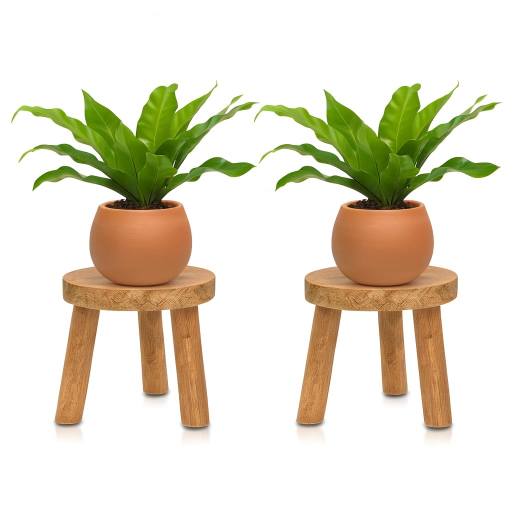 Vintageware 3 Legs Wooden Flower Pot Plant Planter Stand for Indoor and Outdoor, Pack of 2