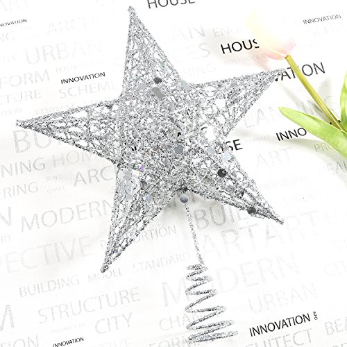 Resinta Metal Glittered Christmas Tree Topper Hallow Wire Star Topper For Christmas Tree Ornament  thumb #5