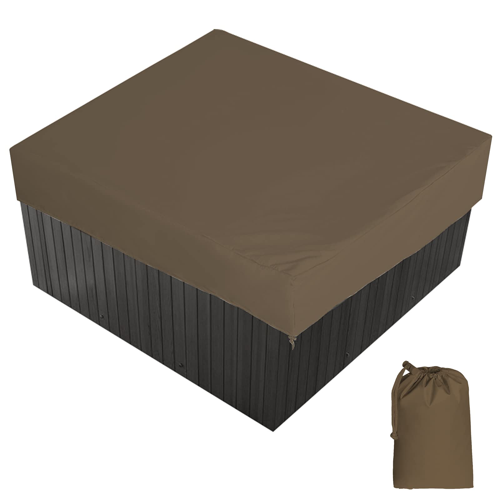 BaCover Hot Tub Cover, Thermal Insulation Outdoor Spa Bath Pool Cover Protector Waterproof Hot Tub Covers Anti-UV Dust-proof with a Storage Bag 7 Sizes Choose,Coffee,220x220x30cm