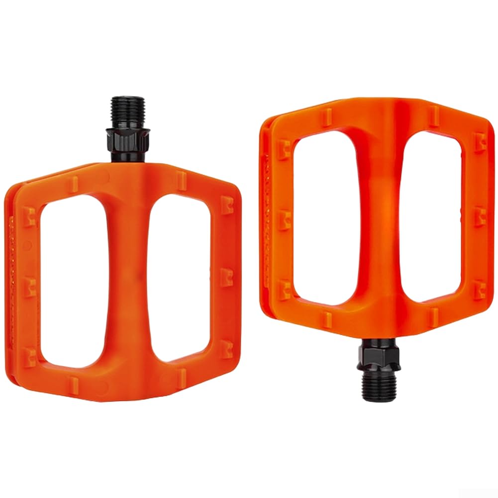 Nylon Bike Pedals, Anti-Slip Design For Mountain Road Folding Bicycles, Lightweight DU Bearing, City Bicycle Pedals(Orange-yellow)