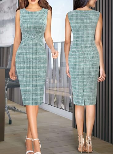 Image of VFSHOW Womens Front Zipper Work Business Office Bodycon Dress Elegant Professional Career Church Party Pencil Sheath Dress