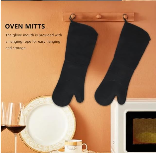 1 Pair Professional Silicone Oven Mitts Baking Gloves Elbow Length Heat Resistant Gloves