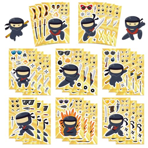 8枚セット ニンジャ メイク ア フェイス コラージュ ステッカー かわいい アニメ おしゃれ 防水 トレンディ 落書き 漫画 アウトドア DIY スノーボード スーツケース ギター 車 バイク 自転車 水筒 ヘルメット パソコン 携帯 ノート
