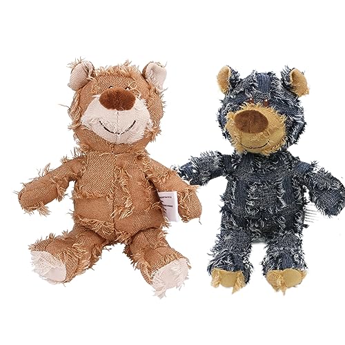 Image of MAXBECK Dog Companion for Heavy Chewers- Indestructible Robust Bear Dog Toy, Resistant Squeaky Dog Toys for Heavy Chewers, Unbreakable Stuffed Plush Dog Toys for Aggressive Chewers (C-Navy+Oak)