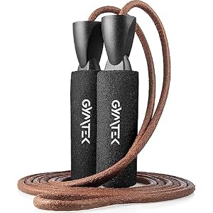 Gymtek Springtouw van Leer met Draailager, 275cm Speed Rope, Springtouw voor Volwassenen Fitness, Touwtjespringen met Schuimgrepen, Lang Leren Jump Rope, Boksen, Crossfit en Calisthenics Uitrusting
