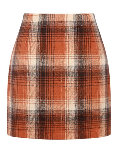 Image of IDEALSANXUN Womens High Waist Plaid Skirt Bodycon Pencil Wool Mini Skirts