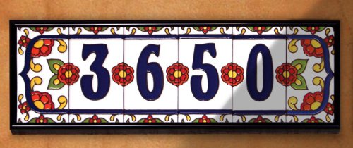 Earthtones 3" X 6' Ceramic Tile Address House Number Talavera White #4 Four #TOP1