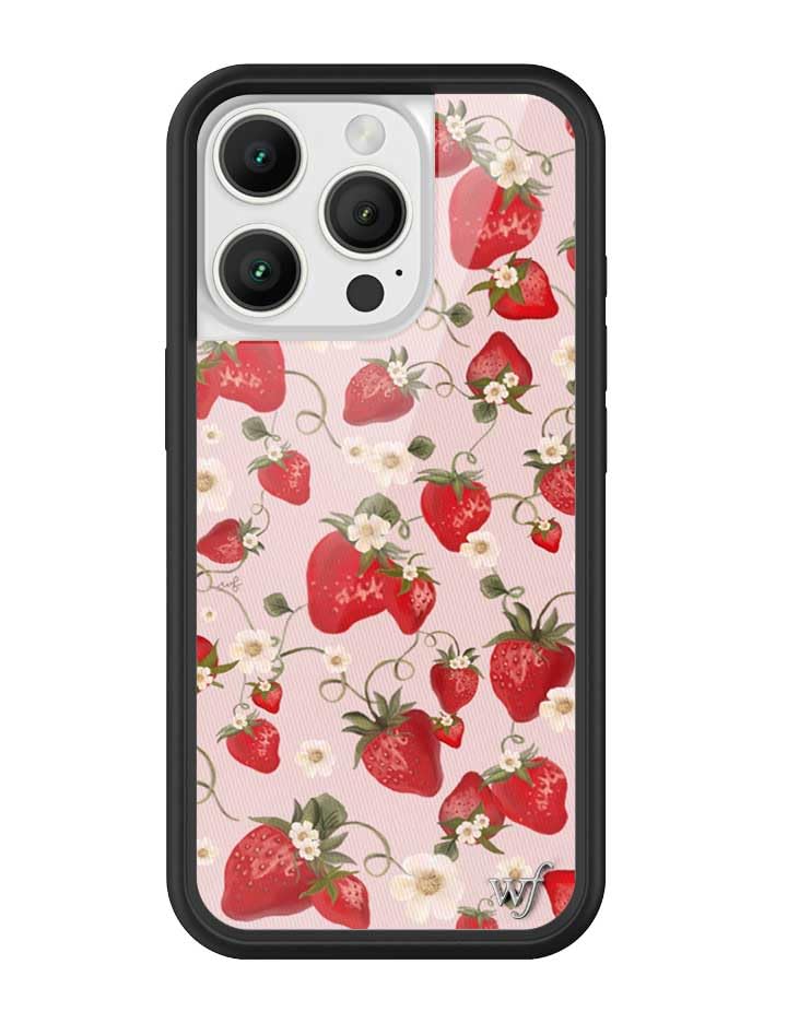 Image of Wildflower Cases - iPhone 16 Pro Compatible - Straw Berry Fields | Impact-Certified 6.5 ft Drop Protection Case, Raised Protective Bumper, Cute Aesthetic Design, Women-Owned Small Business