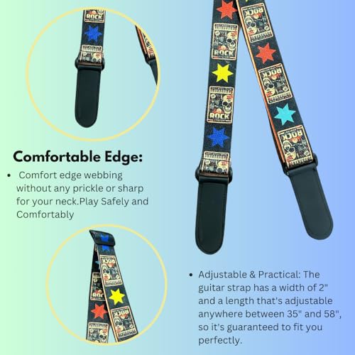 Image of DEVICE OF URBAN INFOTECH Guitar Strap Belt for Acoustic & Electric Guitar Adjustable Buckle Guitar Strap Modern Design Guitar Belt For Acoustic /Bass /Electric Guitars