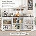 BOTLOG 71” Large Sideboard Buffet Cabinet with Storage, Farmhouse Kitchen Buffet Cabinet with Adjustable Shelves and 6 Barn Doors, Wood Coffee Wine Bar Console Table for Kitchen, Dining Room, White
