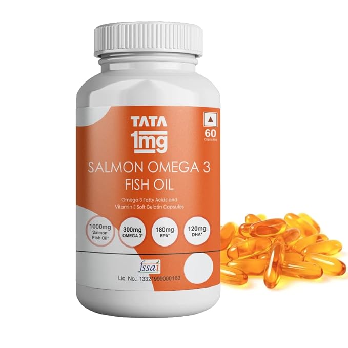 TATA 1mg Salmon Omega 3 Fish Oil 1000mg,Fish Oil Capsule with Omega3