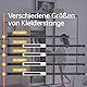 Kleiderstange Schwarz, Teleskop-Garderobenstangen, 32mm Schrankstange Kleiderstange， Garderobenstange mit Metallbügeln für Schrank und Kleiderschrank（74-160cm）