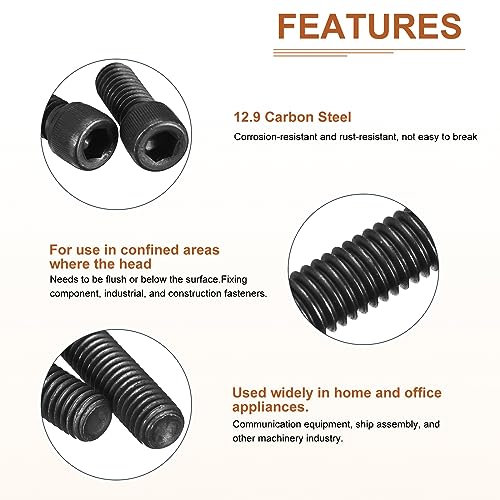 DTGN #10-24x2" Socket Head Cap Screws Bolts, 25Pcs 12.9 Grade Alloy Steel, Machine Hex Socket Screw, Hex Drive - Image 4