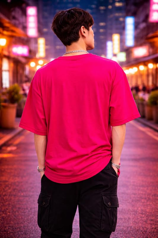 Image of London Hills Printed Cotton Blend Half Sleeve Oversized Men Round Neck Tshirts | T Shirt for Man | Tshirt | Shirts Men | Tshirt for Man | T-Shirt | Mult-Colored