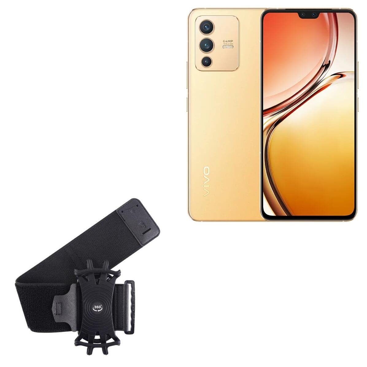 BoxWave Holster Compatible with vivo V23 - ActiveStretch Sport Armband, Adjustable Armband for Workout and Running - Jet Black