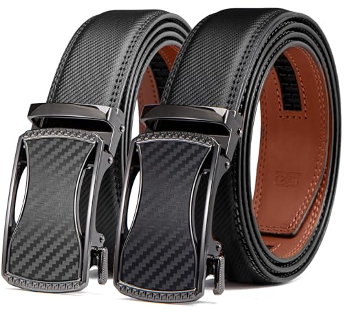 Ratchet Belts for Men 2 Pack - Mens Belt Leather with 35mm in Gift Set Box