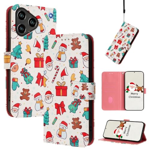 Étui ZTE Blade A73 4G protection cuir antichoc motif Noël avec porte-carte