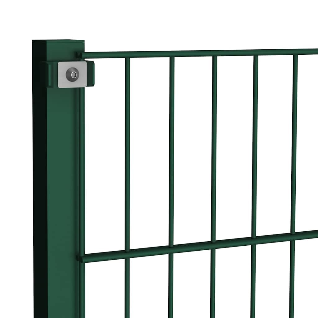 Zaunelement mit Pfosten Eisen grün 176,5 x 80 cm wetterfestes Gartenzaun-Doppelstabmatte mit Maschendraht Sichtschutz für Terrasse, Balkon, Vorgarten und Grundstück
