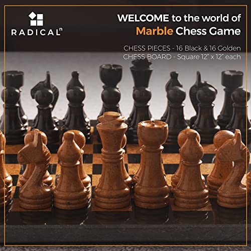 Radicaln Chess Set Handmade Black And Golden Full Marble Chess Board Game Set - Staunton Marble Tournament Two Players Full Chess Game Table Set - Non Wooden - Non Backgammon #TOP1