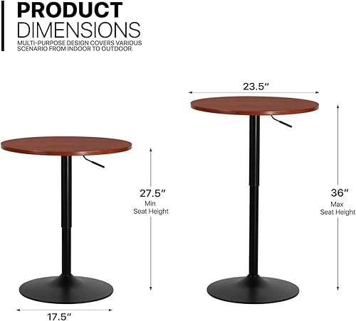 Miniatura 31 de MoNiBloom Mesa de pub bistro con barra redonda de 27.5 a 36 pulgadas, mesa de cóctel ajustable en altura con mesa de 23.5 pulgadas para comedor