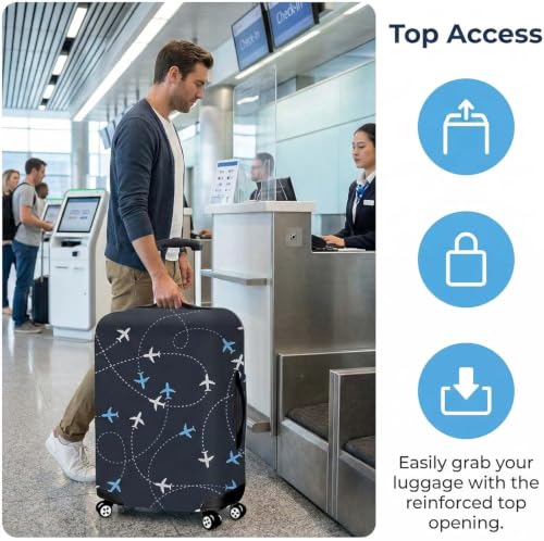 Image of Printed Luggage Cover for Traveling Bag & Suitcase - Stretchable & Scratchproof Trolley Protector with Velcro Lock & Lightweight Washable Material(Suitcase Not Included, Only Cover in Product)