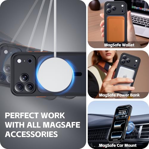 xiwxi Magnetic for iPhone 17 Pro Case(Compatible with Magsafe)(Water-Resistant)(Camera Control Button)(Mil-Grade Drop Protection) Translucent Matte Full-Body Shockproof Phone Cover,Black — view 5
