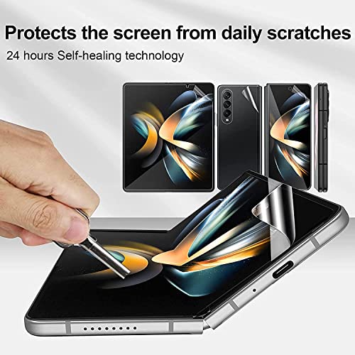 Image of Tempered Glass Screen Protector compatible with Samsung Galaxy Z Fold4 5G | Front /Back Membrane Hydrogel Screen Protector |Inside Screen /Hinge (4 Pieces) | Full Phone Coverage-1Pack