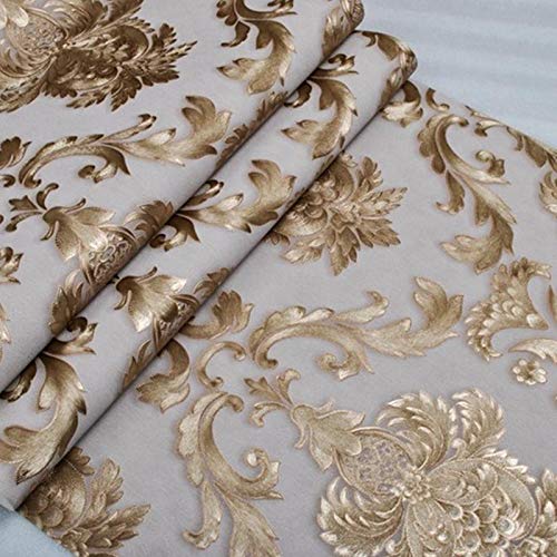 Afanqi Luxury Carved Embossed Bronzing Wallpaper, Brocade Pvc Wallpaper, Used In Family Room Living Room, Bedroom, Bar (32.8 Feet X 1.738 Feet)(Gilt Gold-Wp40936) #TOP1