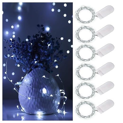 Ostwiki Fairy Lights Battery Operated, 6-Pack Mini String Lights, 20 LED 3.3ft Twinkle Firefly Starry Lights for DIY Craft Mason Jar Bedroom Wedding Party Table Christmas Decoration (Cool White)