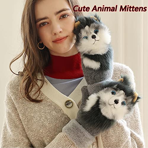 Knitted Warmth Plush Pet Gloves,Cute Winter Animal Gloves,Hand-Knitted Animal Mittens,Cute Animal Mittens2