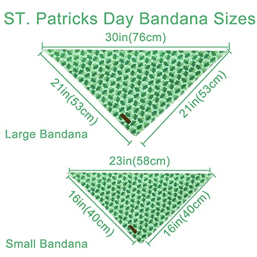 Image of St. Patrick's Day Dog Bandana, Shamrock Triangle Bid Scarf for Small /Medium Dogs, Cotton Kerchief - Green Shamrock Spring Bandana for Girls, Boys or Cats