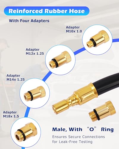 Image of DAYUAN Professional Petrol Engine Compression Tester Kit Set, Blue Case | 8 Pcs, 14mm & 18mm Adapters, Dual Scale Gauge, 0-300 PSI /0-20 Bar, Reinforced Rubber Hose, Universal for Cars Motorcycles