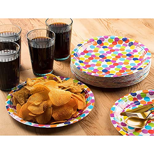 Blue Panda Disposable Plates - 80-Count Paper Plates, Polka Dot Party Supplies For Appetizer, Lunch, Dinner, And Dessert, Kids Birthdays, 9 X 9 Inches #TOP2
