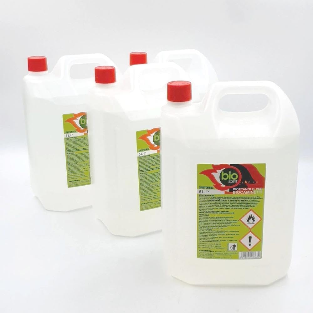 4X5LT BIOETANOLO COMBUSTIBILE Liquido Ecologico Naturale INODORE Camino + Accendino Omaggio