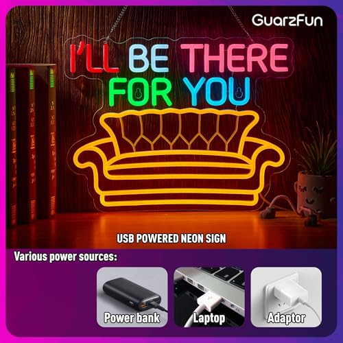 Image of riends TV Show Neon Sign I'll Be There for You Neon Signs Sofa LED Lights Friends gifts for Wall Decor with Dimmer for Birthday Gifts Party Day Decor 17 * 13 inch (Orange Pink)