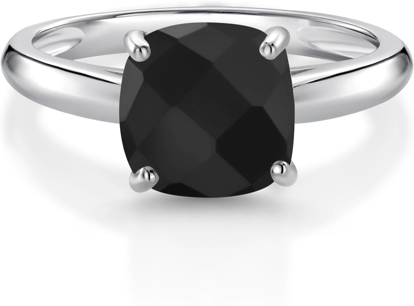 Gem Stone King 10K White Gold 8MM Cushion Cut Gemstone Birthstone Engagement Ring | Solitaire Wedding Engagement Anniversary Promise Gold Ring For Women | Sizes 5 to 9