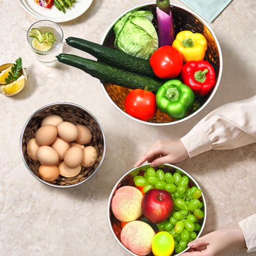 Juego de 3 tazones mezcladores acero inoxidable 6.5QT,4QT,2.5QT miniatura 5