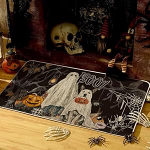   Artoid-Mode-Ghost-Pumpkins-Tree-Dog-Boo-Black-Halloween-Doormat-Home-Decor-Low-Profile-Switch-Rug-Door-Mat-Floor-Mat-for-Indoor-Outdoor-17x29-Inch