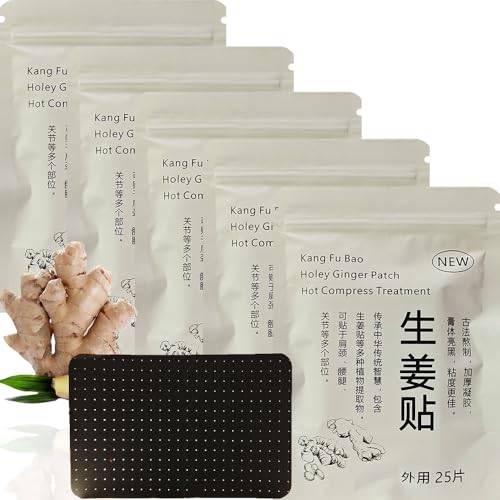 125 Pcs Ginger Patch Self-Heating Hot Compress for Shoulder Neck & Knee - Porous design more Breathable & Comfort - Great for Elderly & Manual Workers Daily Relaxation & Wellness - Long Lasting Warmth