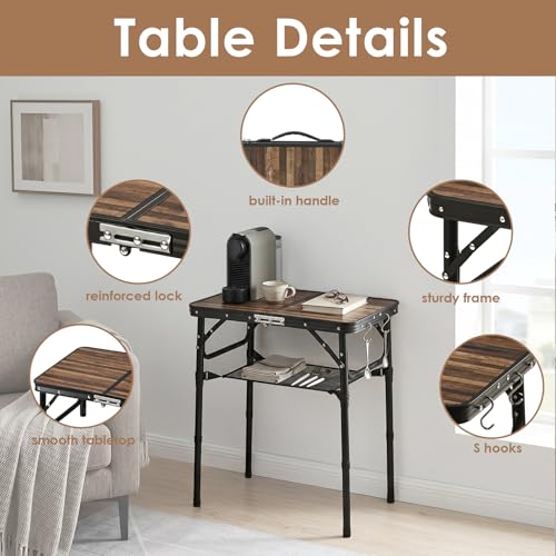 Image of Folding TV Dinner Tray Table, Adjustable Height Sofa Snack Table
