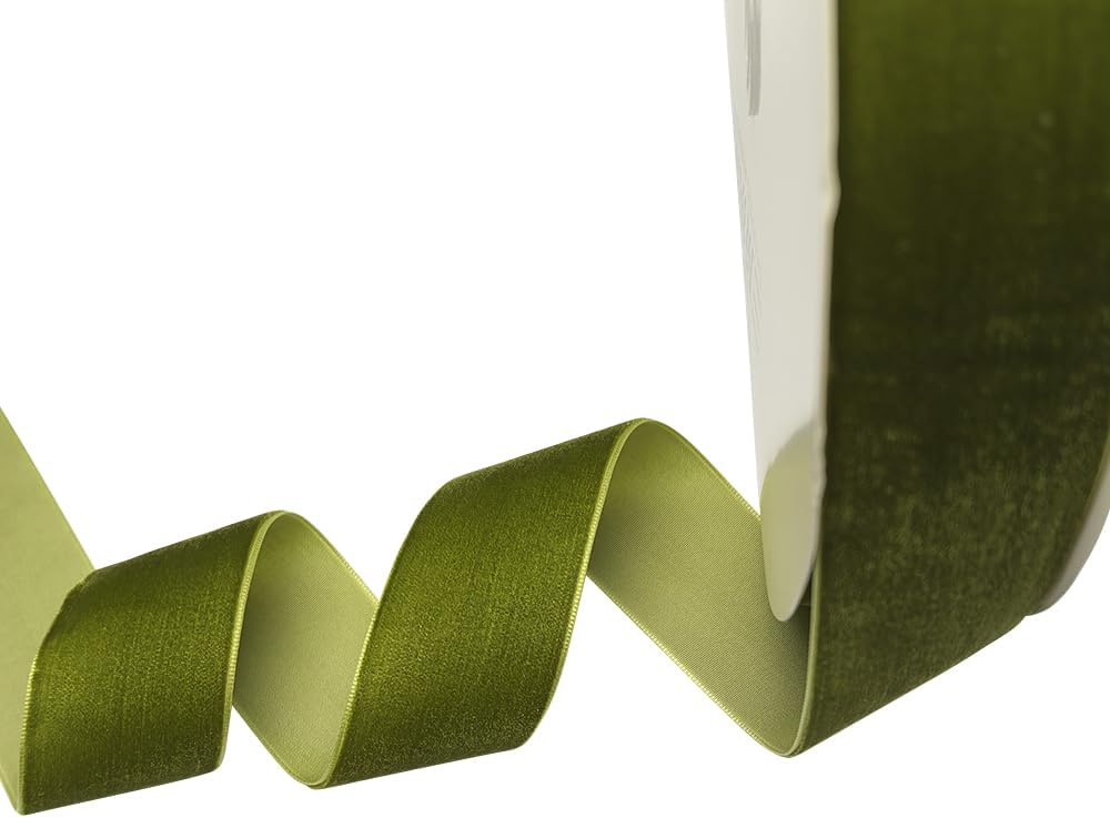 Chenkou Craft 25 Yards 1 1/2" Velvet Ribbon Lots Bulk (Olive, 1 1/2"(40mm))