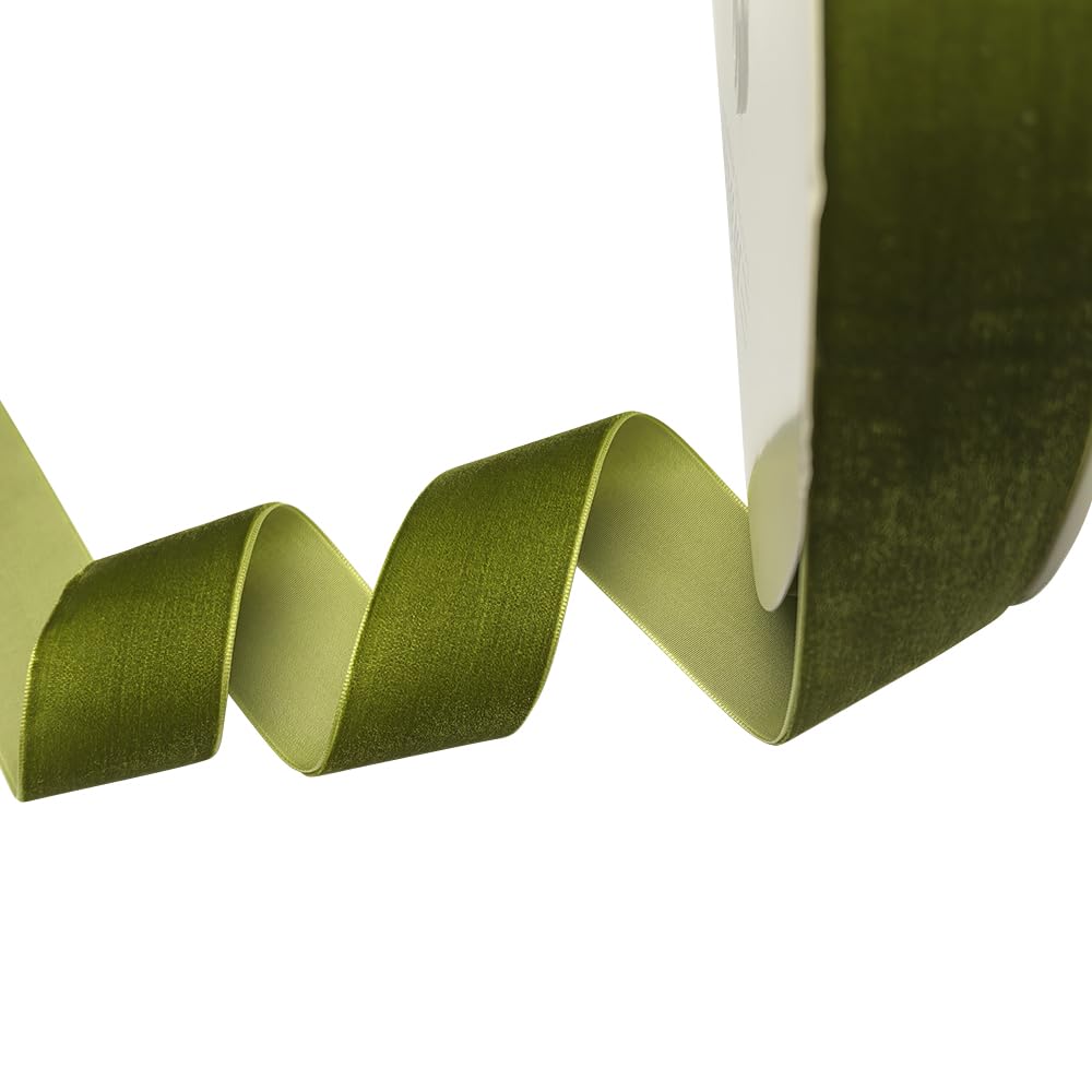 Chenkou Craft 25 Yards 1 1/2" Velvet Ribbon Lots Bulk (Olive, 1 1/2"(40mm))