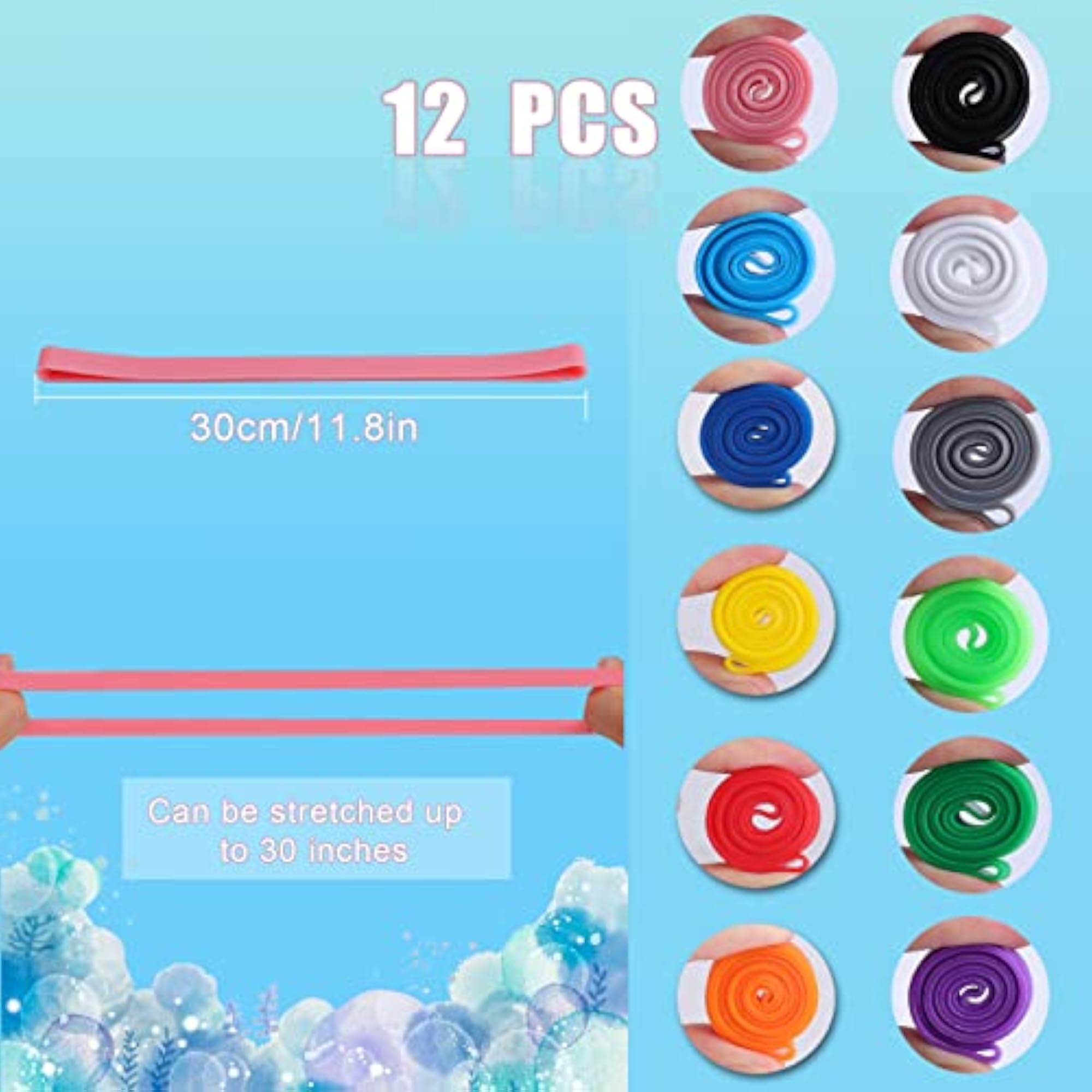 12 Pcs Beach Towel Bands, Rubber Elastic Towel Holder