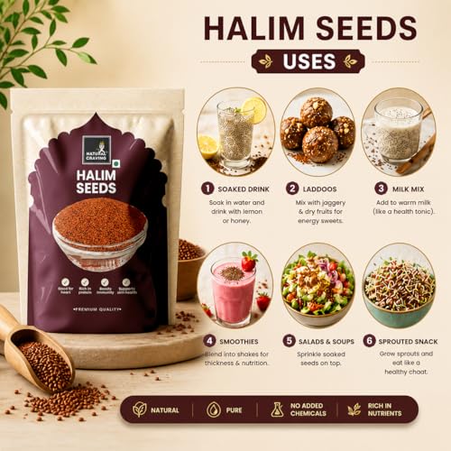 Image of Natural Craving Halim Seeds 900g | Aliv Seeds | Garden Cress Seeds for Eating | Rich in Omega-3, Iron & Fibre | Supports Hair Growth & Immunity | Raw Natural Superfood