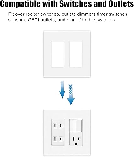 Miniatura 4 de Placas decorativas de pared de 2 segmentos sin tornillos, cubierta frontal termoplástica irrompible para interruptor de toma de receptáculo de