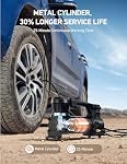 AstroAI T4 Duty-Duty Air Arrêt automatique du compresseur 12V portatif Air Pompe à 1,97CFM, 120PSI Gonflateur de pneus de voiture numérique avec des clips d'alligator, LED Lumière pour le ramassage, camion, SUV RV jusqu'à 33 Pneus d'inch, Clips d'alligator, LED lampe